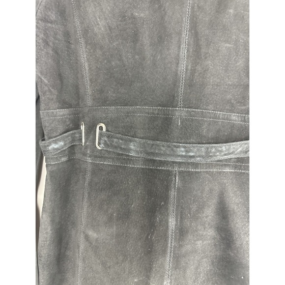 Vtg Margaret Godfrey x Bloomingdale's Suede Leather Belted Trench Coat Womens 14 - Picture 15 of 16